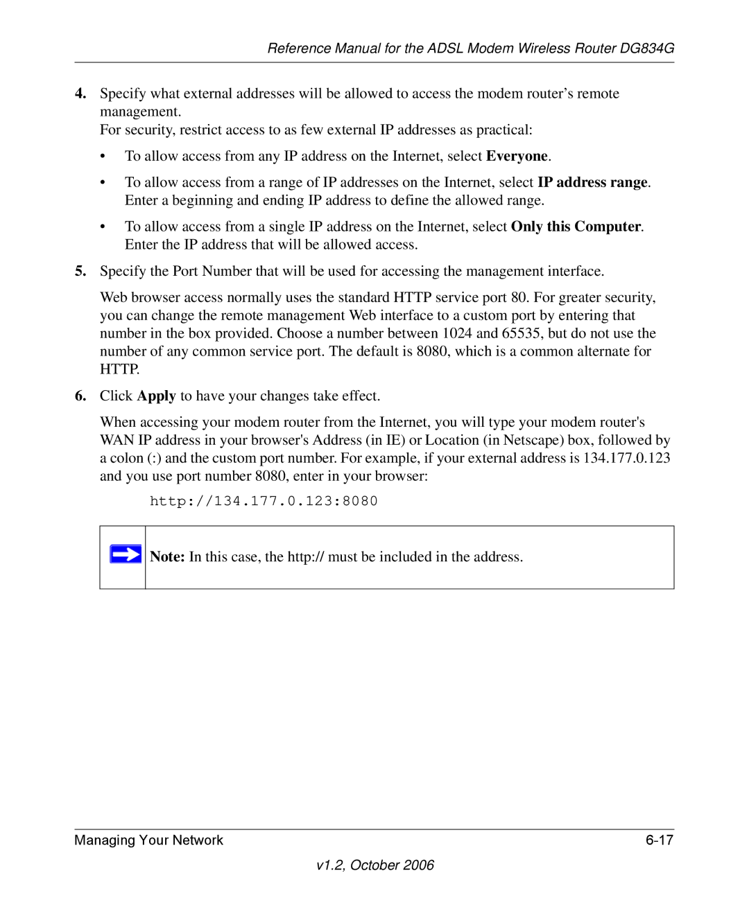 NETGEAR DG834G manual Http//134.177.0.1238080 