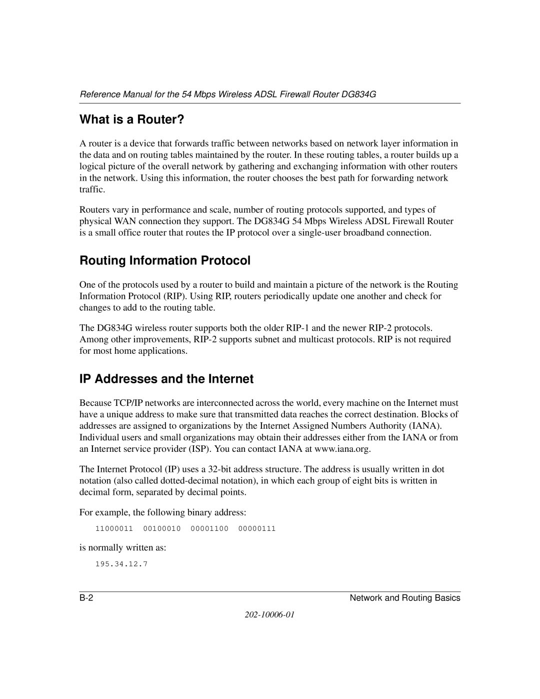 NETGEAR DG834G manual What is a Router?, Routing Information Protocol, IP Addresses and the Internet 