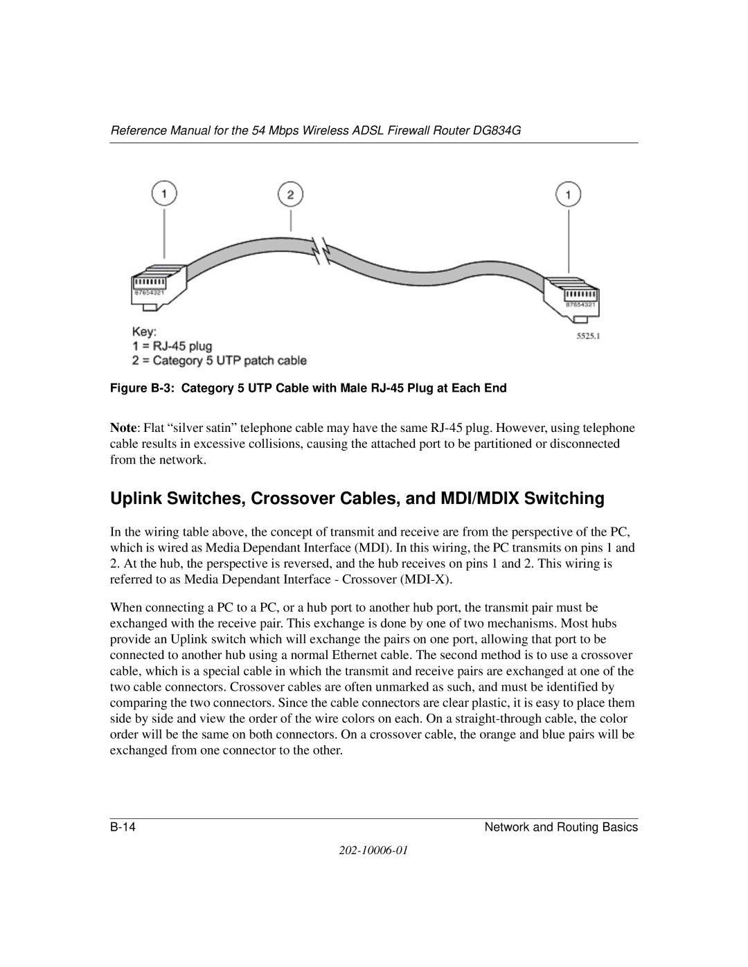 NETGEAR DG834G manual Uplink Switches, Crossover Cables, and MDI/MDIX Switching 