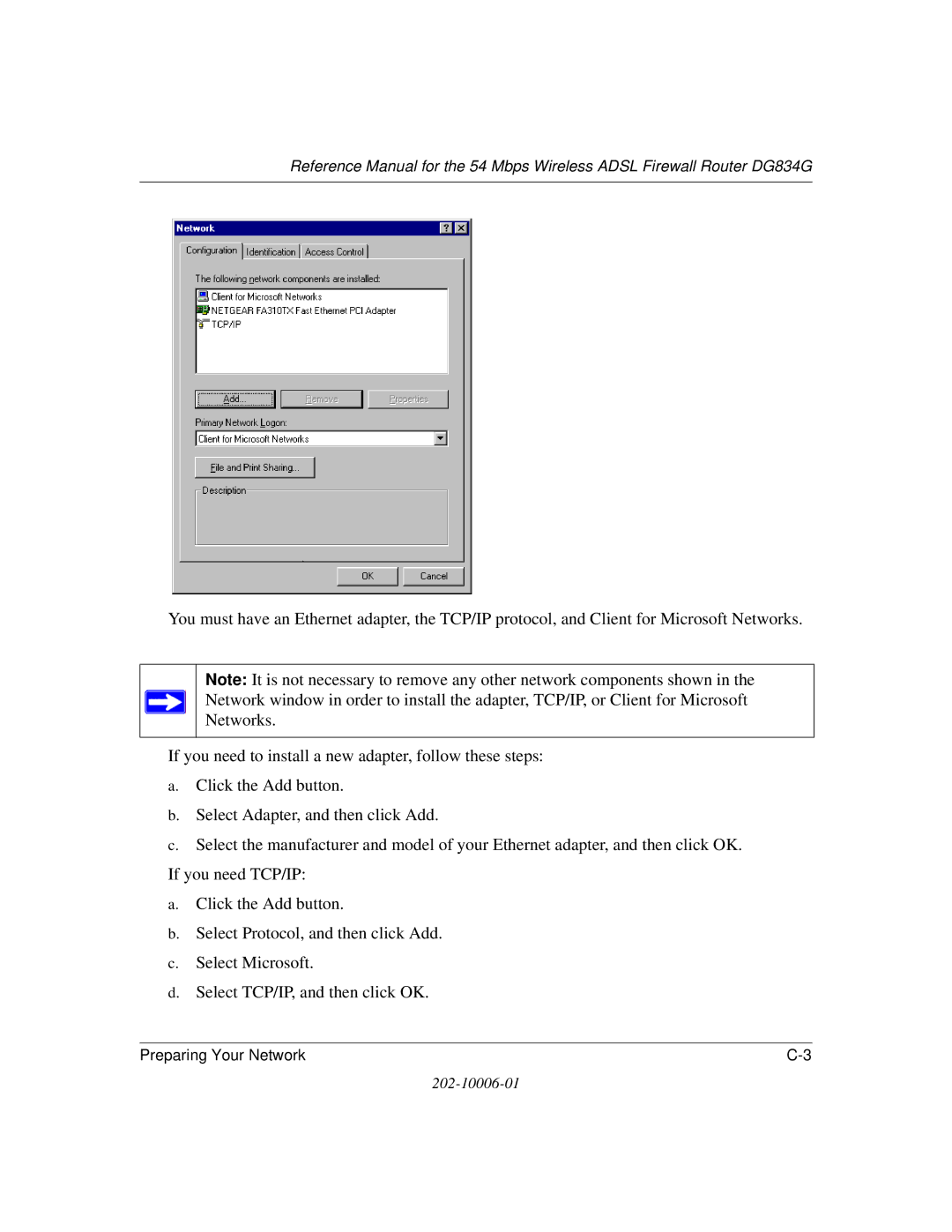 NETGEAR DG834G manual Preparing Your Network 