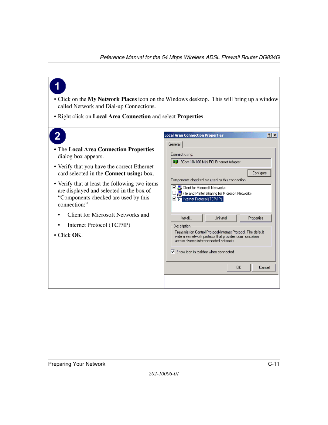 NETGEAR DG834G manual Preparing Your Network 