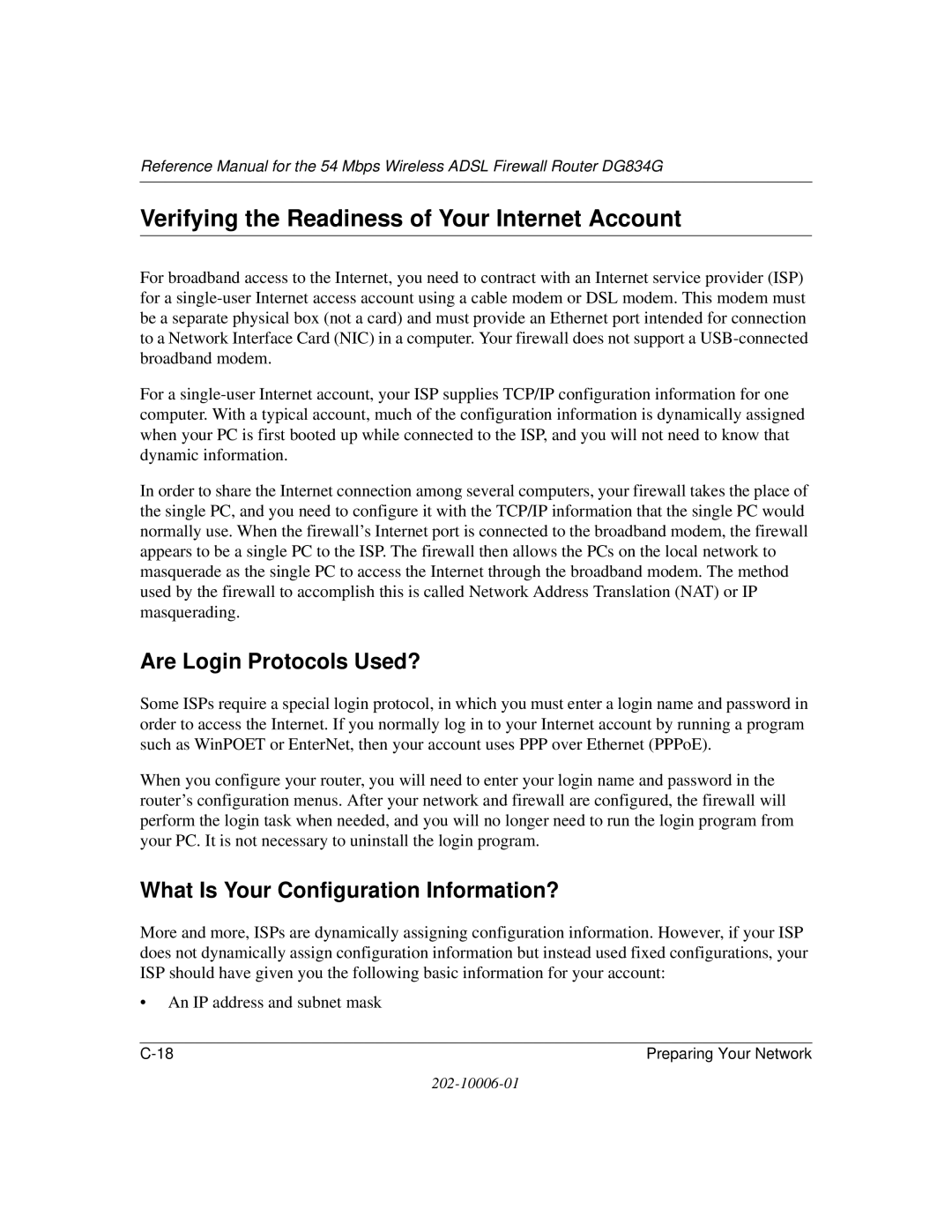 NETGEAR DG834G manual Verifying the Readiness of Your Internet Account, Are Login Protocols Used? 