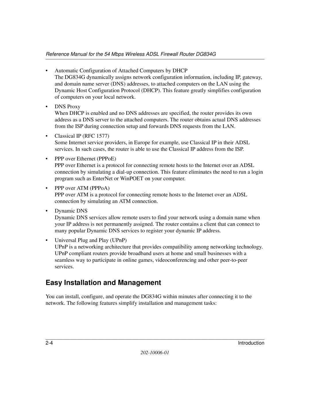 NETGEAR DG834G manual Easy Installation and Management 