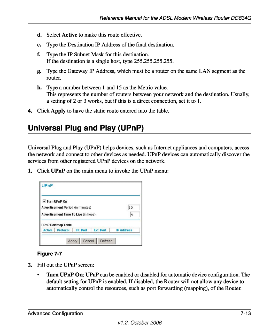 NETGEAR DG834G manual Universal Plug and Play UPnP 