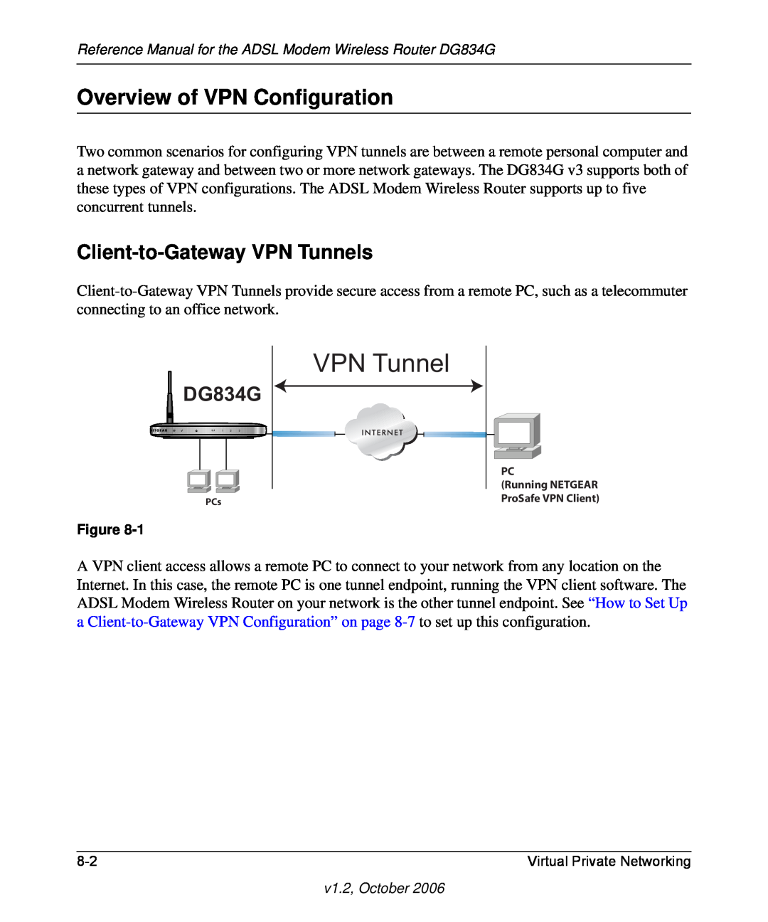 NETGEAR DG834G manual VPN Tunnel, PC Running NETGEAR ProSafe VPN Client 