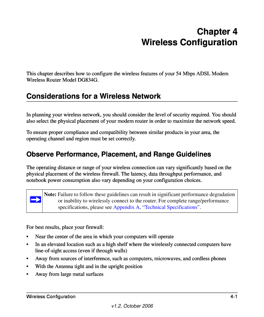 NETGEAR DG834G manual Chapter Wireless Configuration, Considerations for a Wireless Network 