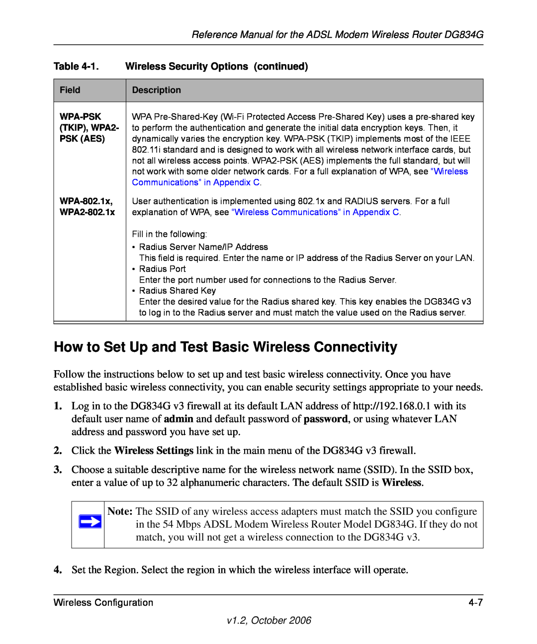 NETGEAR DG834G manual How to Set Up and Test Basic Wireless Connectivity 