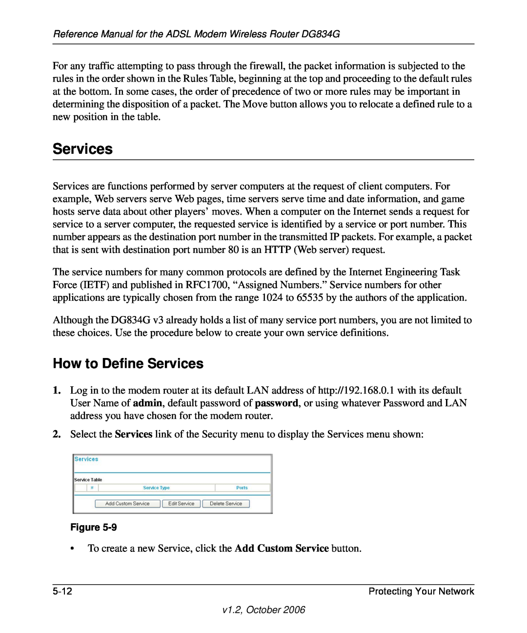 NETGEAR DG834G manual How to Define Services 