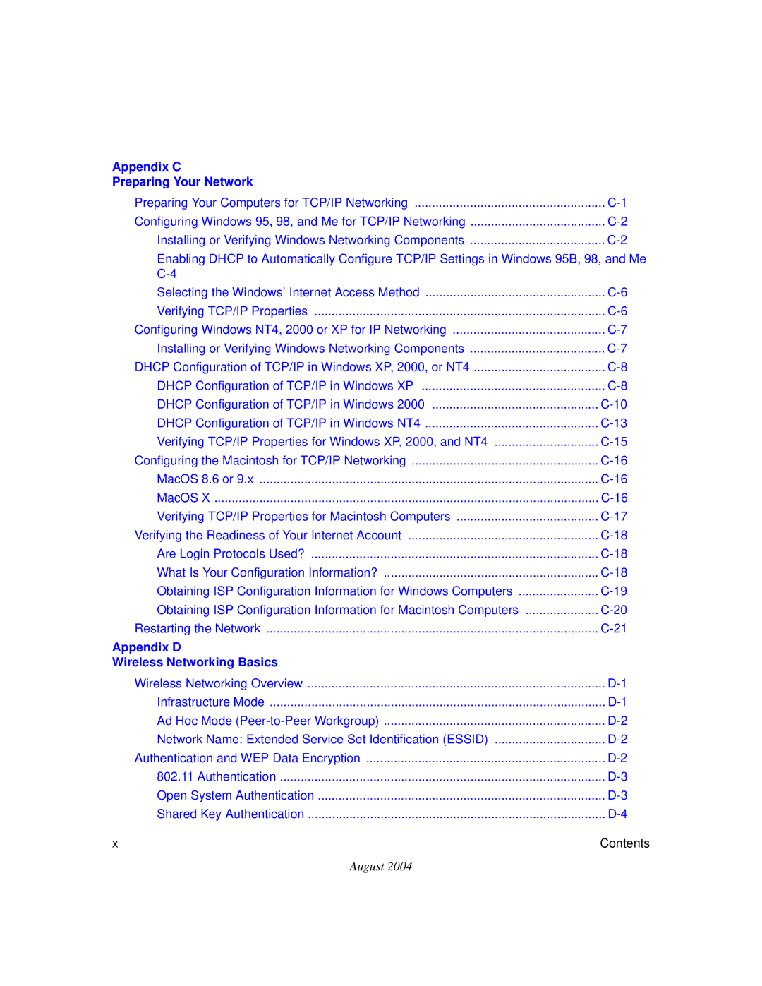 NETGEAR DG834GT manual Appendix C Preparing Your Network 