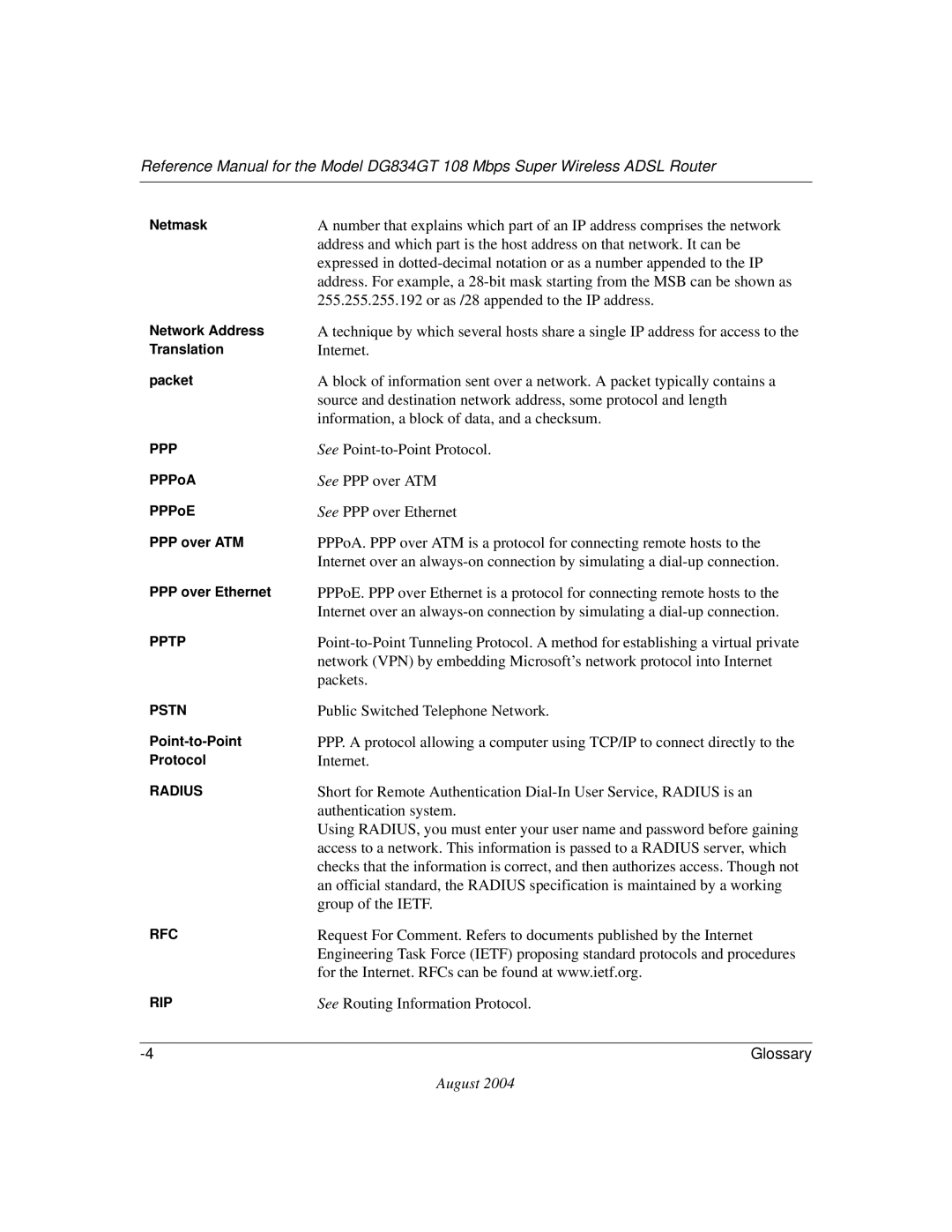 NETGEAR DG834GT manual Internet 