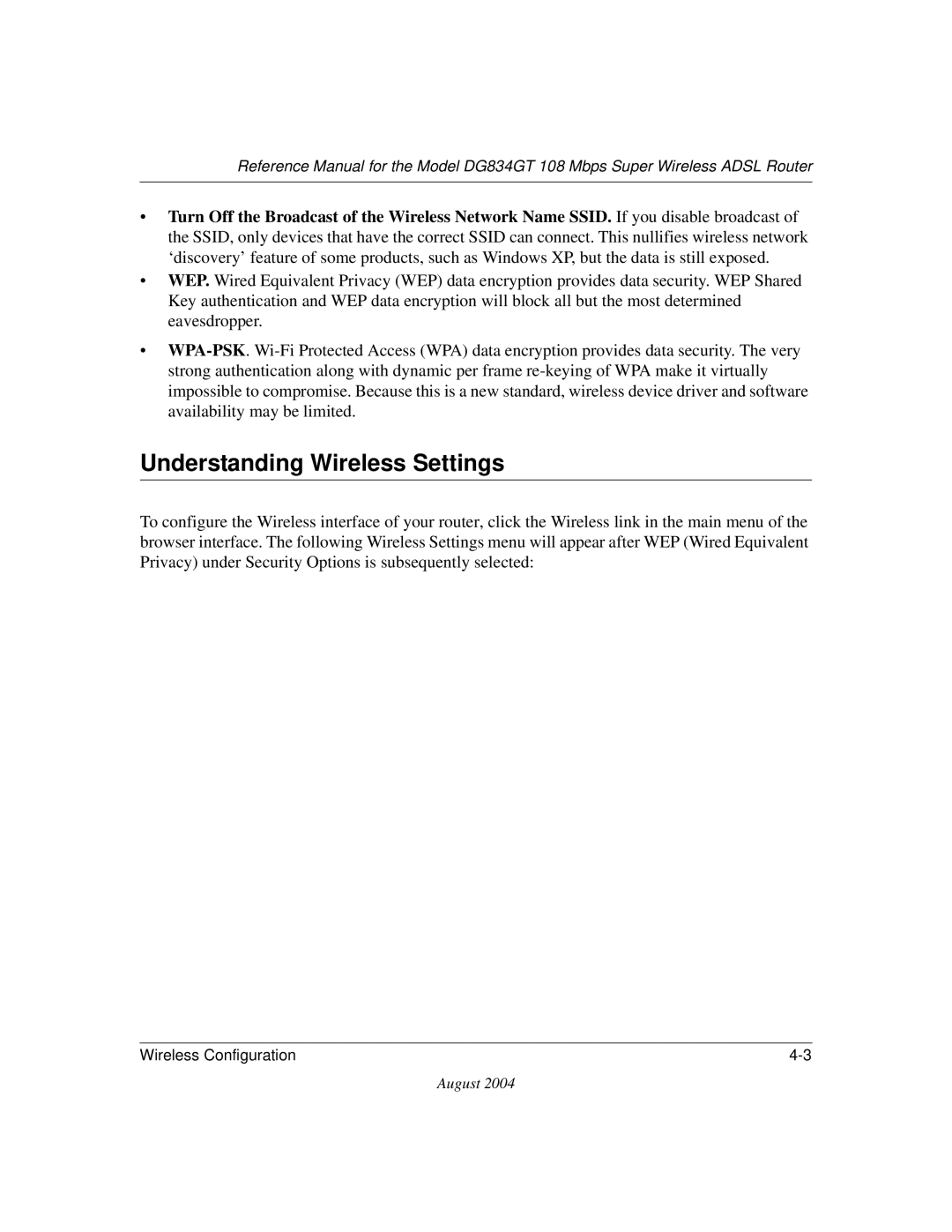 NETGEAR DG834GT manual Understanding Wireless Settings 