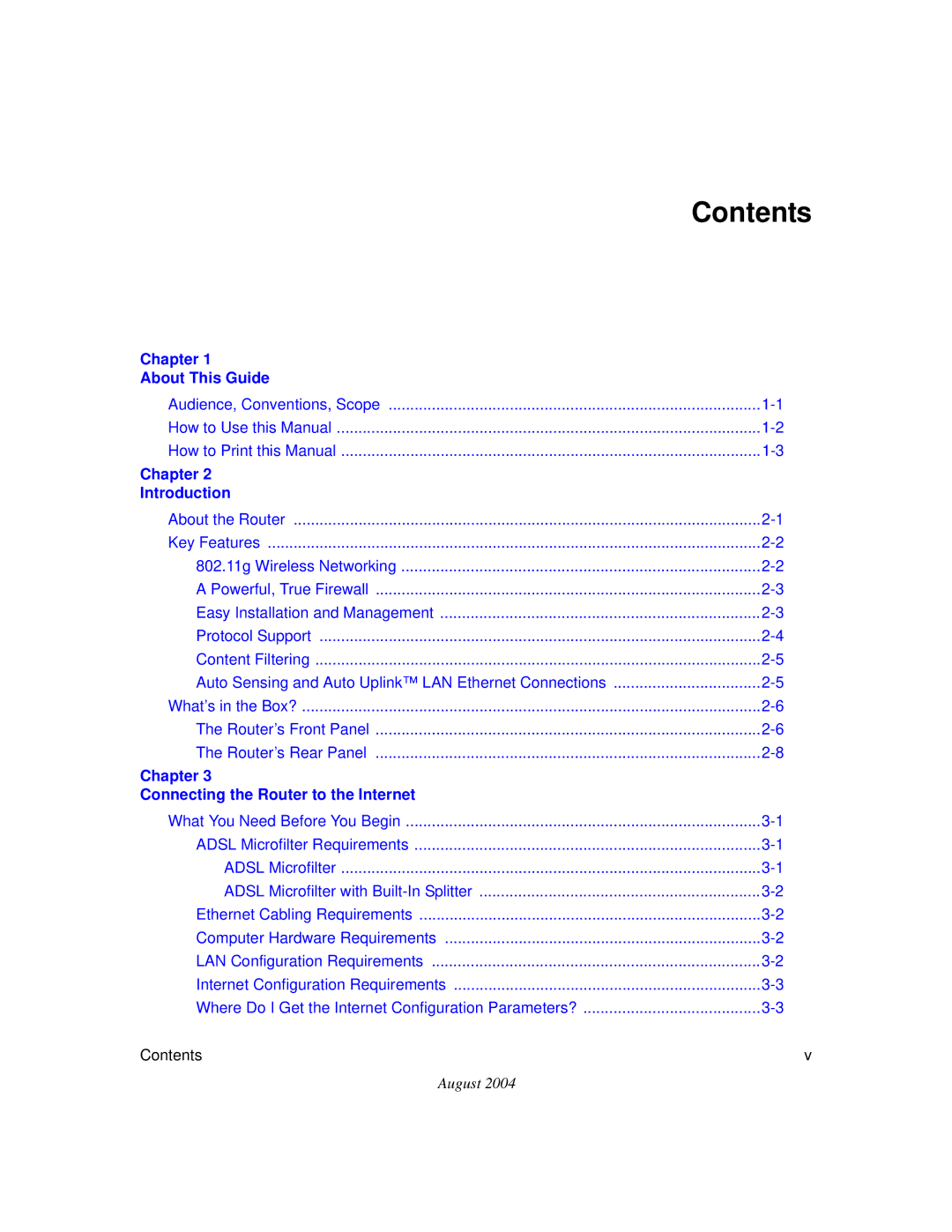 NETGEAR DG834GT manual Contents 