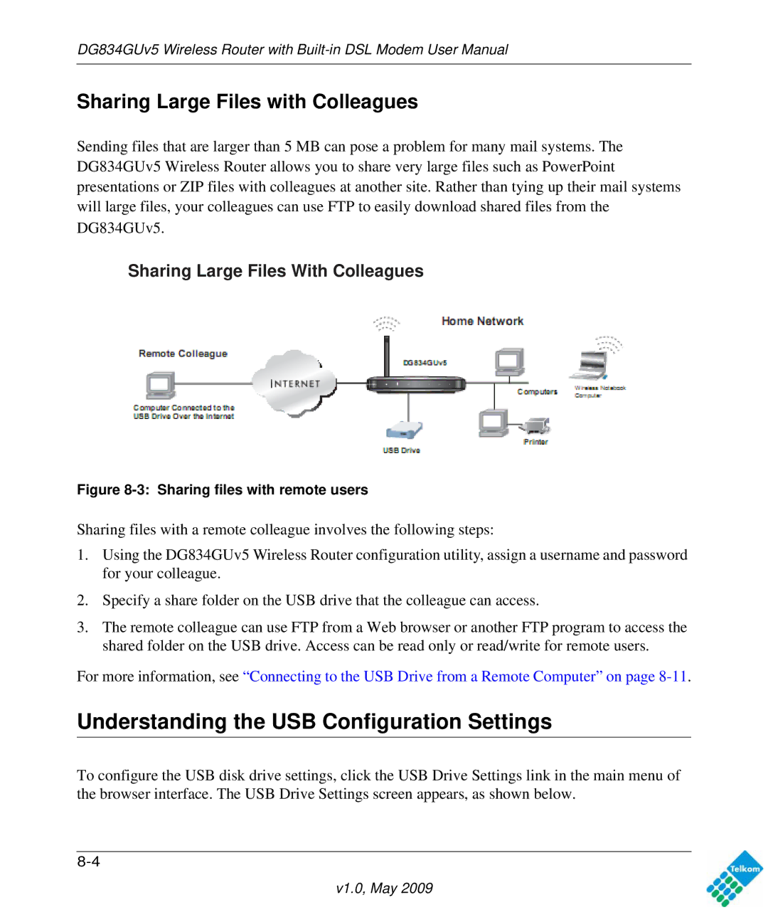 NETGEAR DG834GUV5 user manual Understanding the USB Configuration Settings, Sharing Large Files with Colleagues 