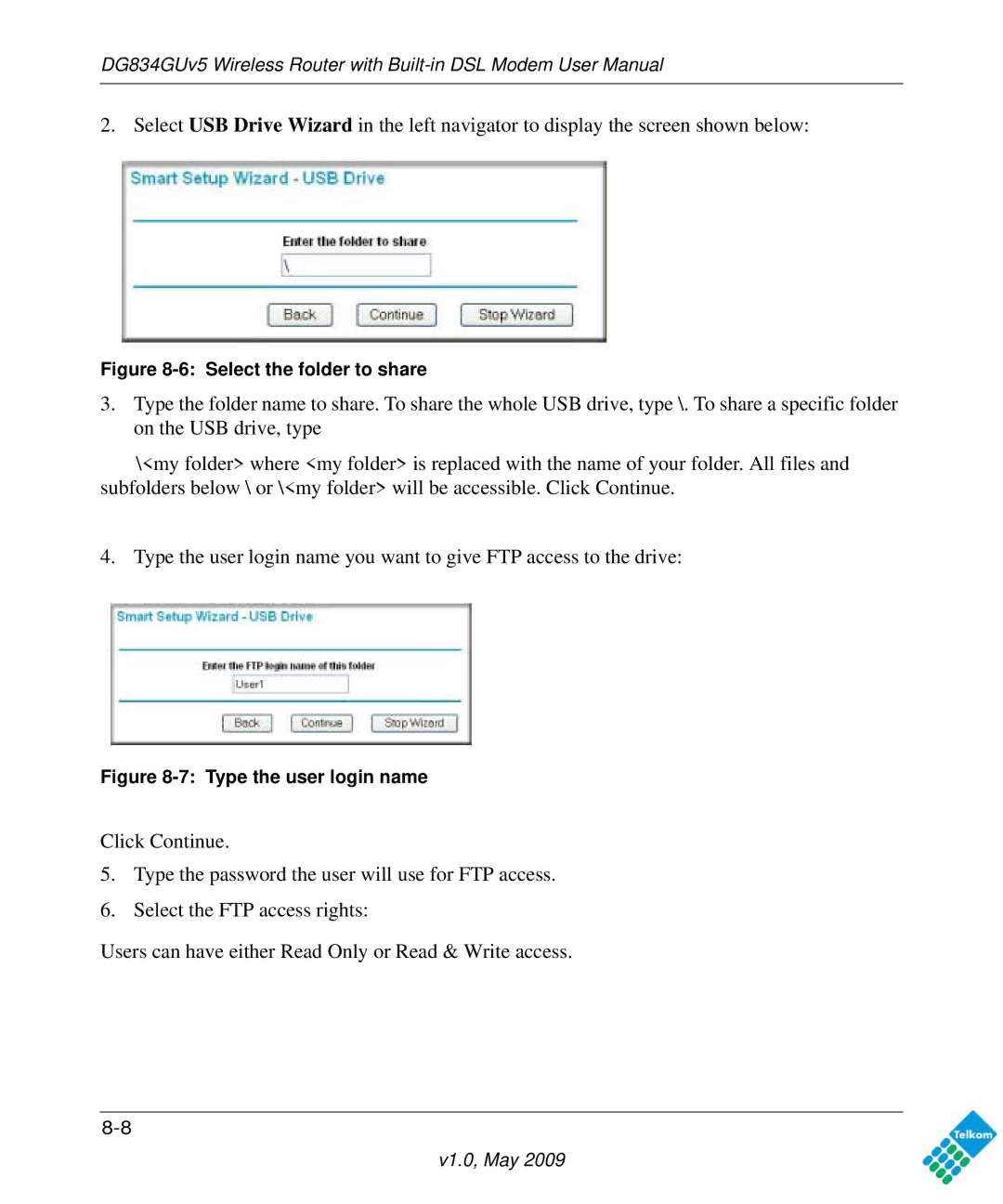 NETGEAR DG834GUV5 user manual Select the folder to share 