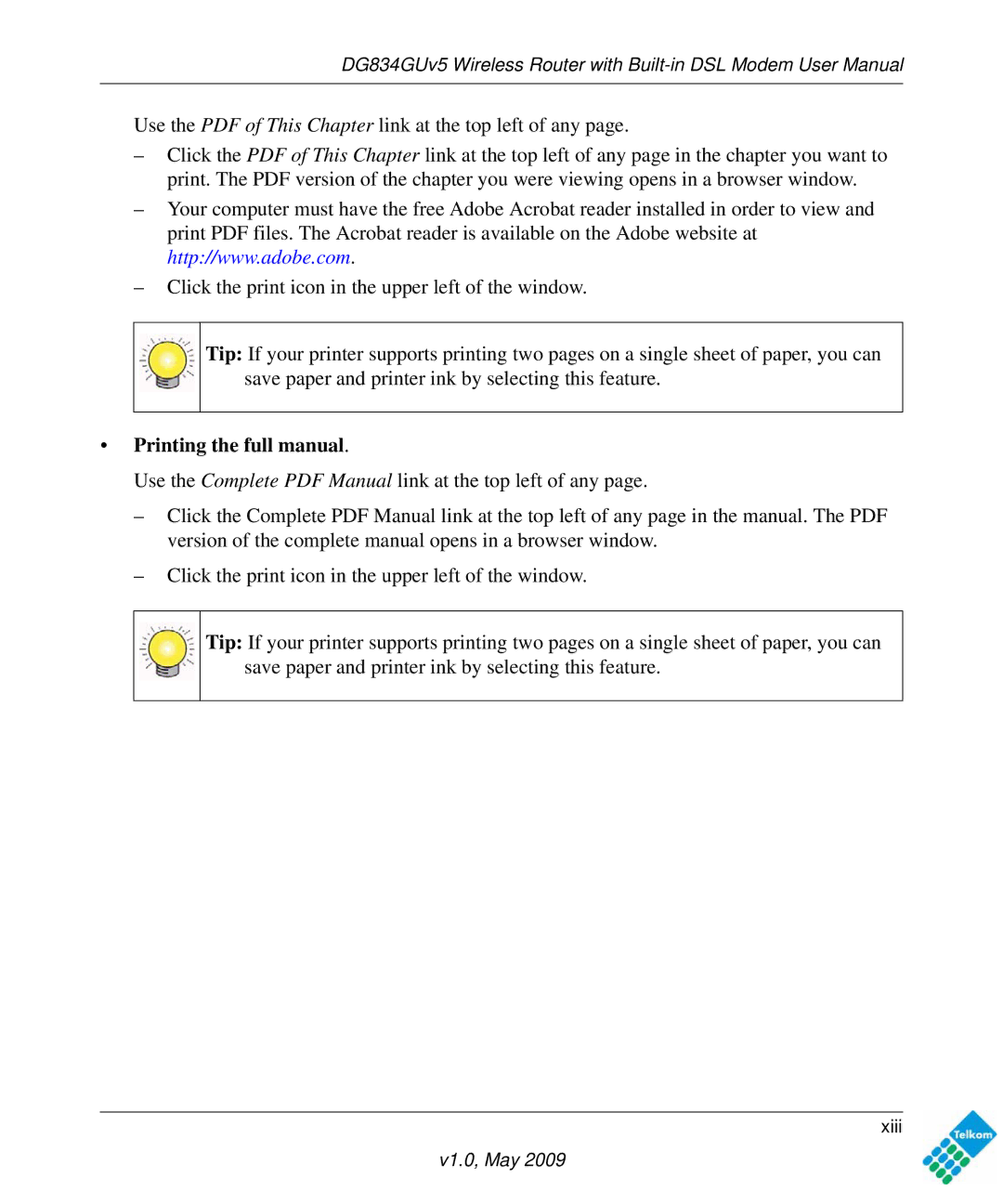 NETGEAR DG834GUV5 user manual Printing the full manual 