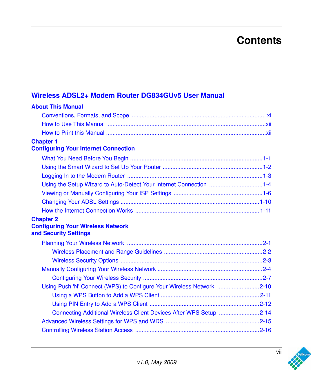 NETGEAR DG834GUV5 user manual Contents 