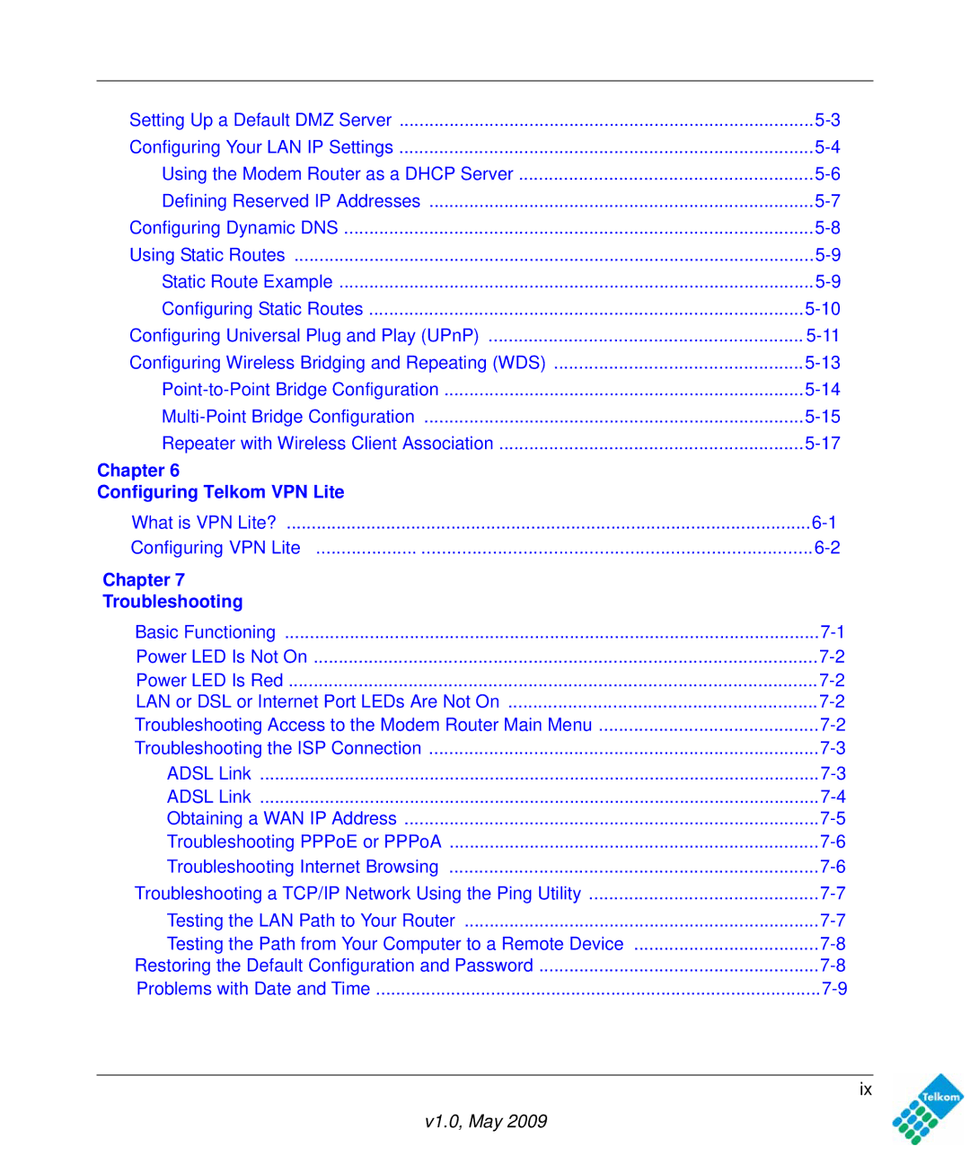 NETGEAR DG834GUV5 user manual Chapter Configuring Telkom VPN Lite 