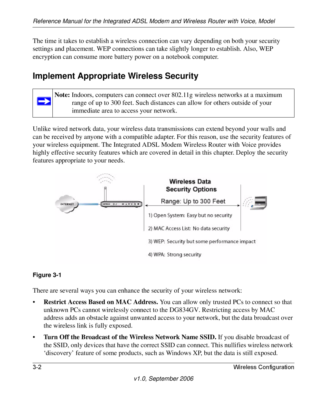 NETGEAR DG834GV v2 manual Implement Appropriate Wireless Security 