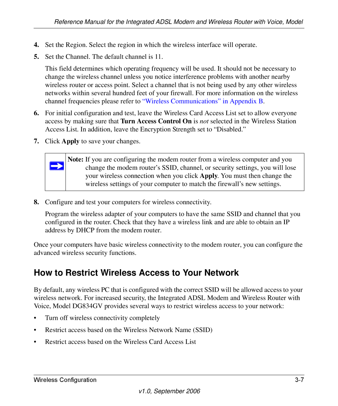 NETGEAR DG834GV v2 manual How to Restrict Wireless Access to Your Network 