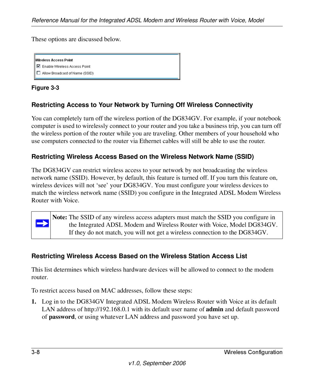 NETGEAR DG834GV v2 manual These options are discussed below 