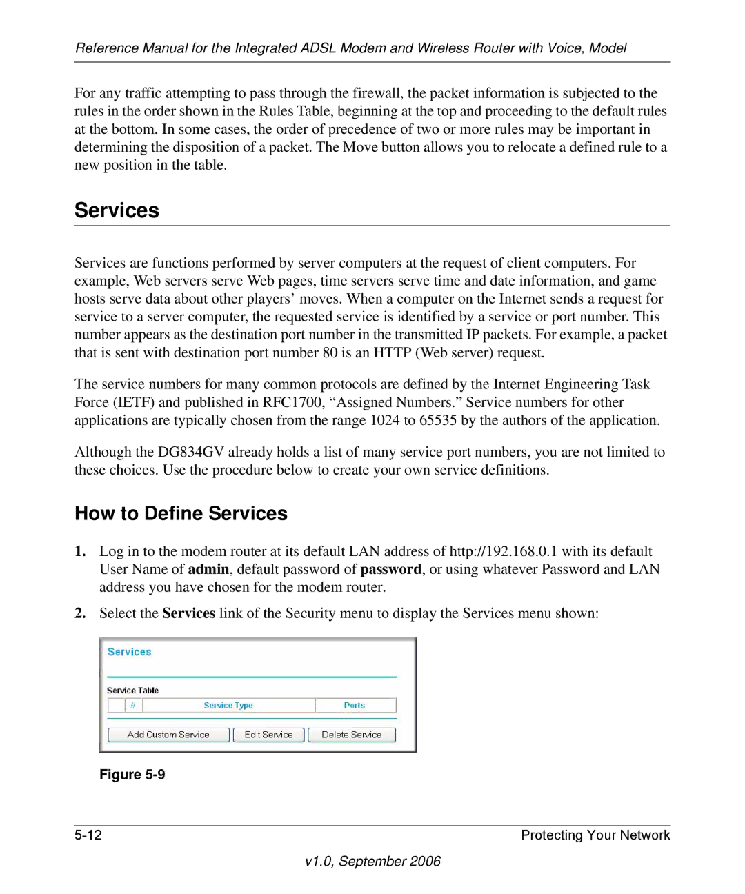 NETGEAR DG834GV v2 manual How to Define Services 