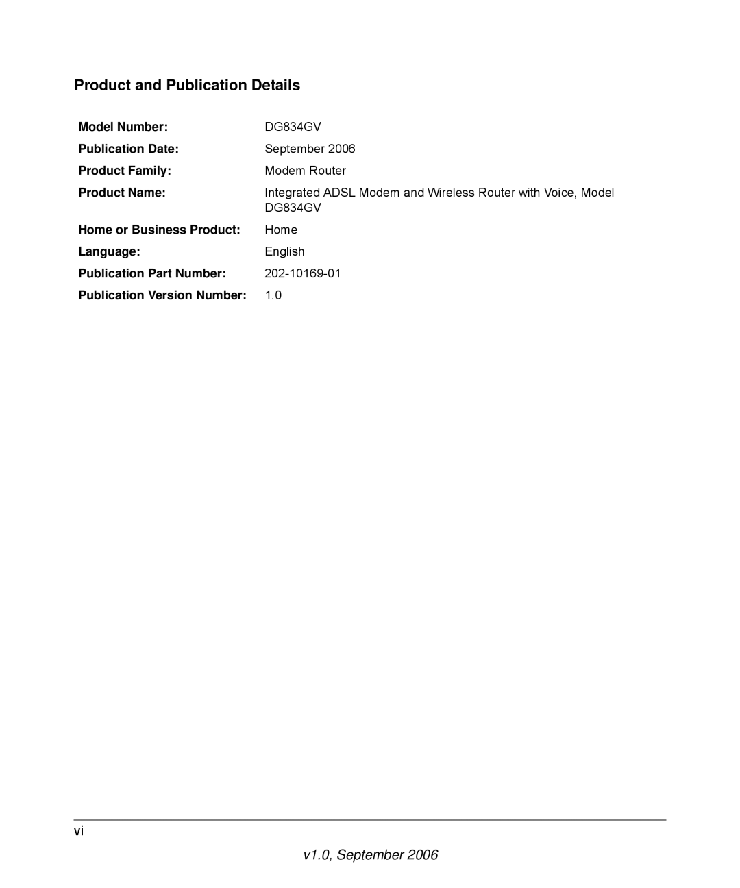 NETGEAR DG834GV v2 manual Product and Publication Details 