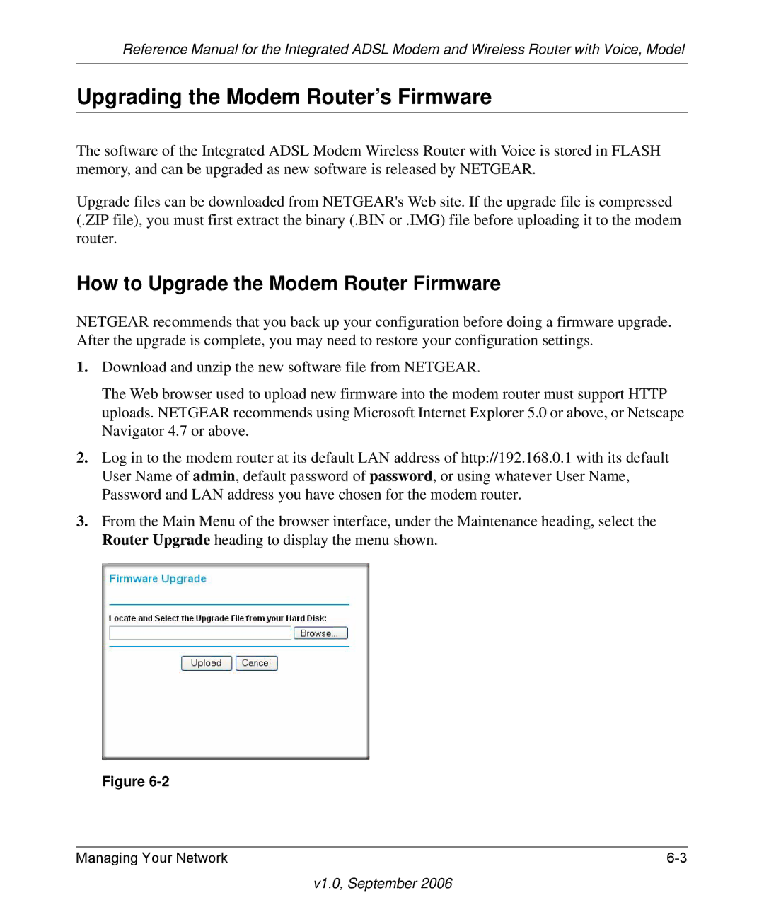 NETGEAR DG834GV v2 manual Upgrading the Modem Router’s Firmware, How to Upgrade the Modem Router Firmware 