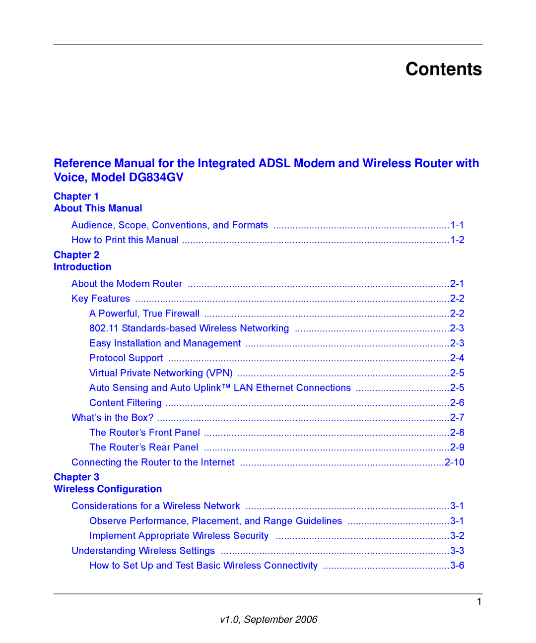 NETGEAR DG834GV v2 manual Contents 