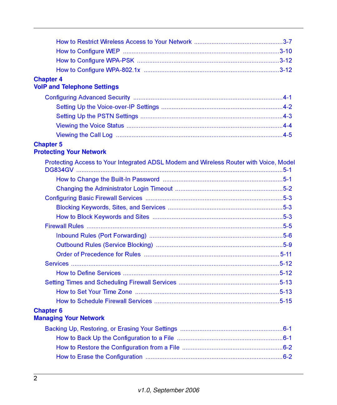 NETGEAR DG834GV v2 manual Chapter VoIP and Telephone Settings 