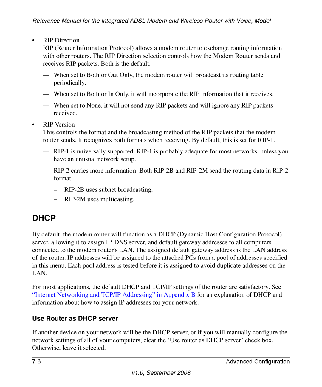 NETGEAR DG834GV v2 manual Use Router as Dhcp server 