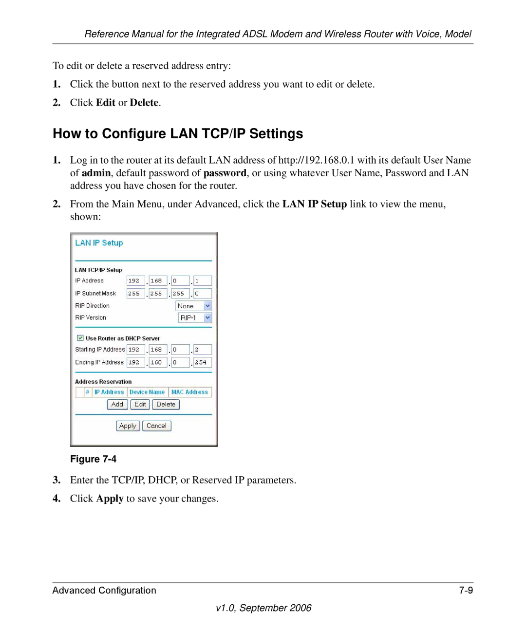 NETGEAR DG834GV v2 manual How to Configure LAN TCP/IP Settings 