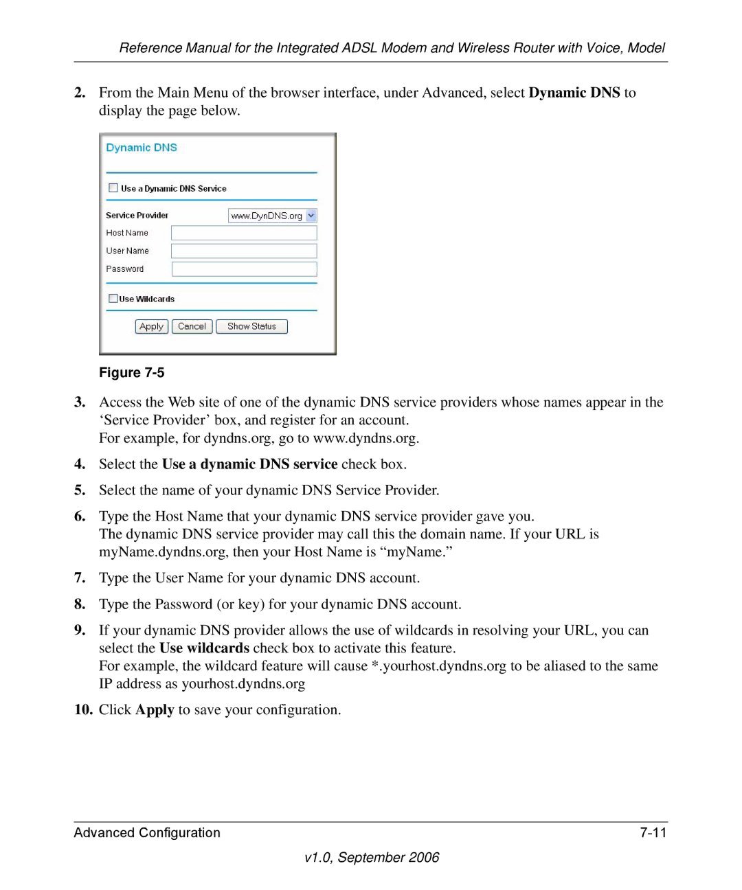 NETGEAR DG834GV v2 manual Select the Use a dynamic DNS service check box 