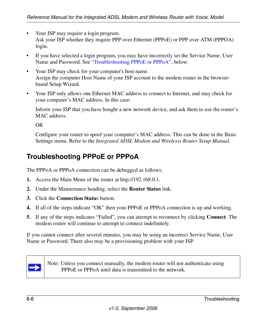 NETGEAR DG834GV v2 manual Troubleshooting PPPoE or PPPoA 