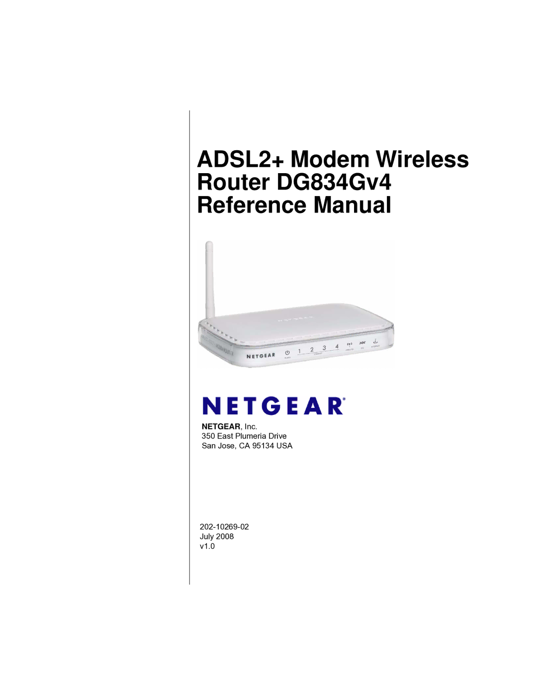 NETGEAR DG834GV4 manual ADSL2+ Modem Wireless Router DG834Gv4 Reference Manual 