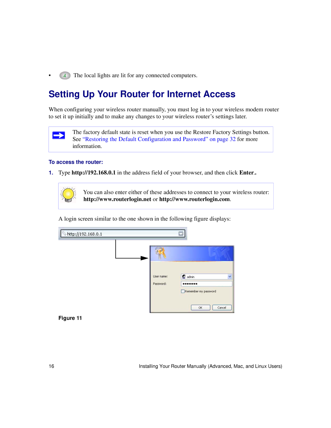 NETGEAR DG834Gv5 manual Setting Up Your Router for Internet Access 