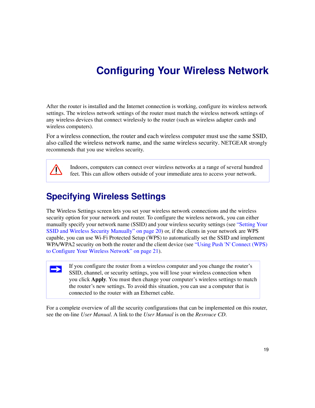 NETGEAR DG834Gv5 manual Configuring Your Wireless Network, Specifying Wireless Settings 