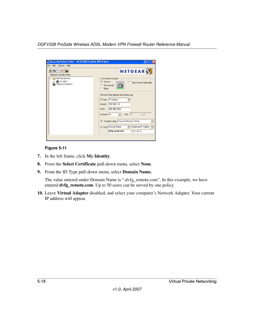 NETGEAR DGFV338 manual Todgfv 