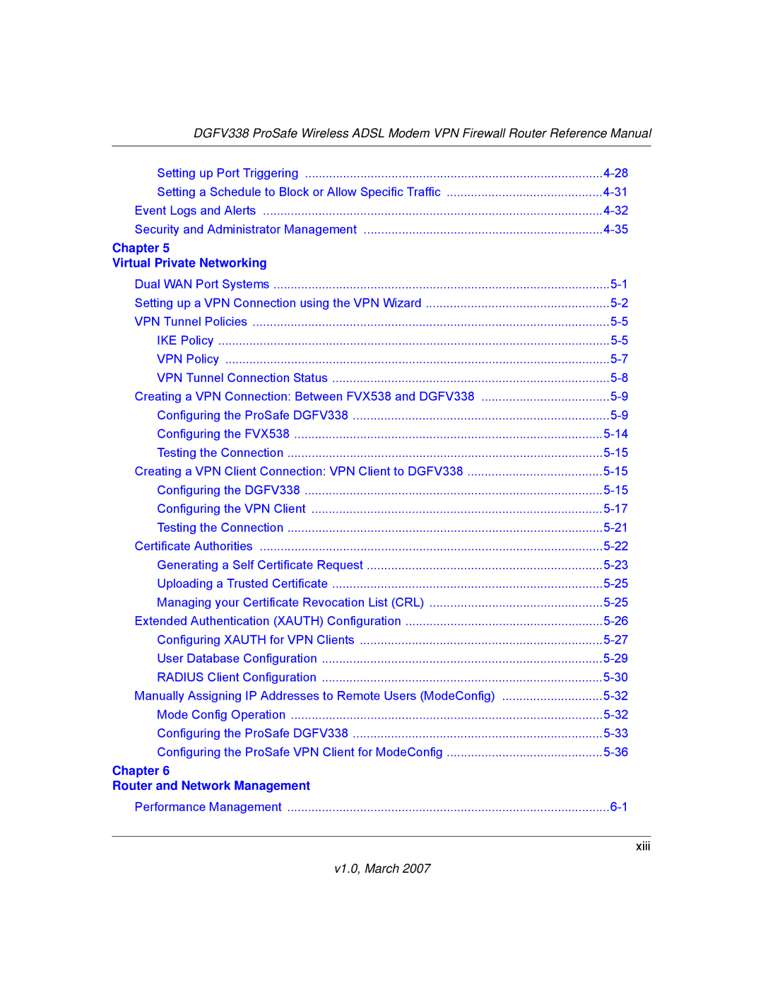 NETGEAR DGFV338 manual Chapter Virtual Private Networking 