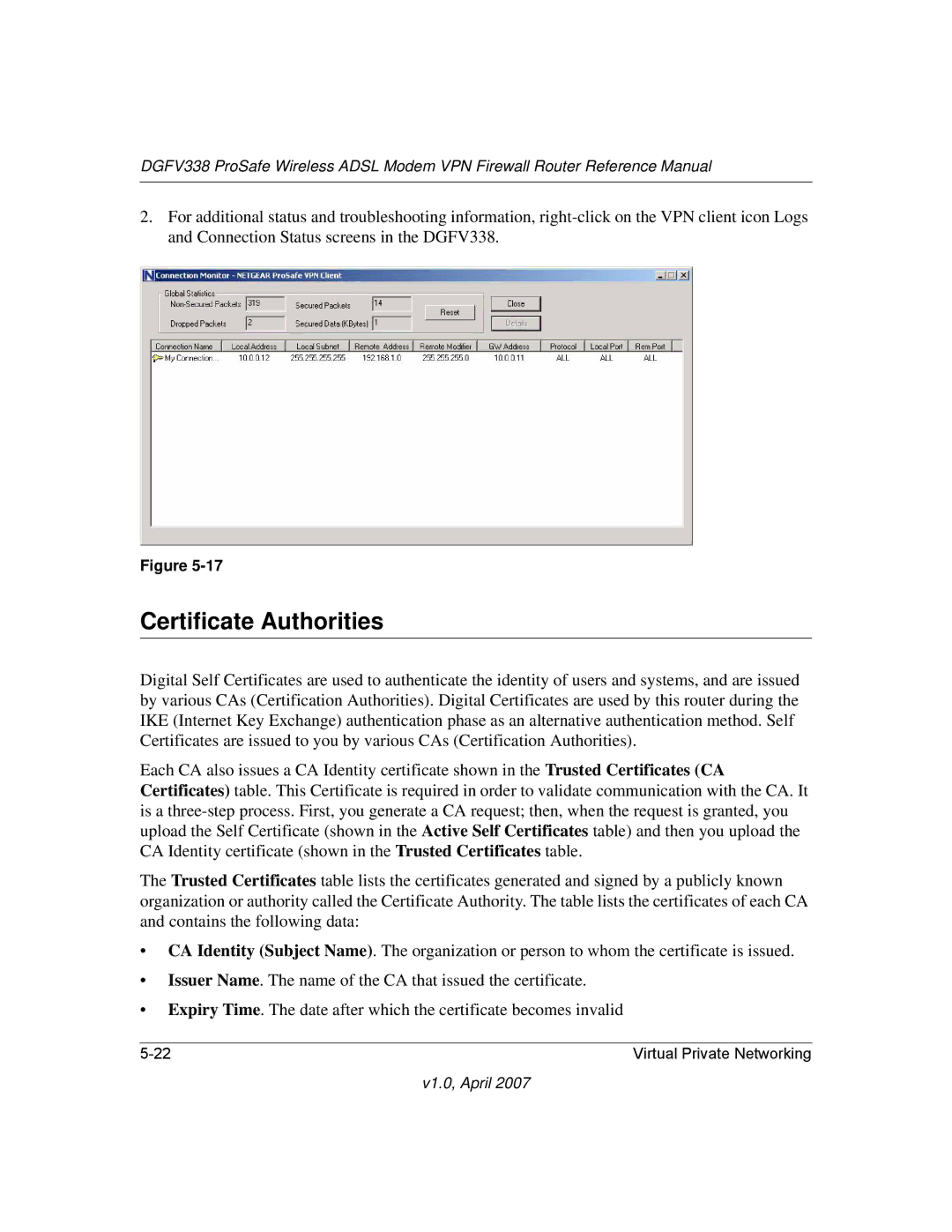 NETGEAR DGFV338 manual Certificate Authorities 