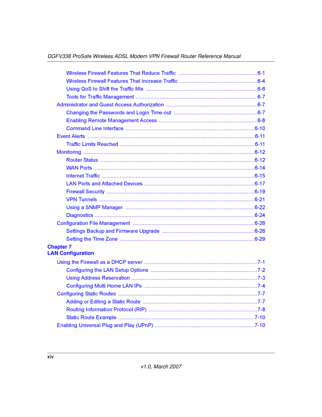 NETGEAR DGFV338 manual Chapter LAN Configuration 