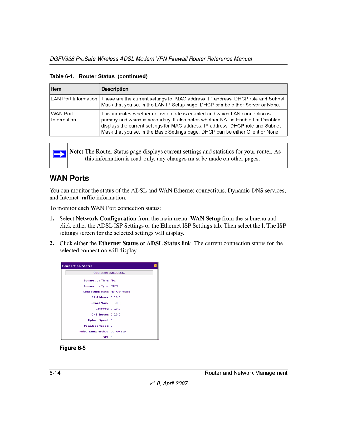 NETGEAR DGFV338 manual WAN Ports 