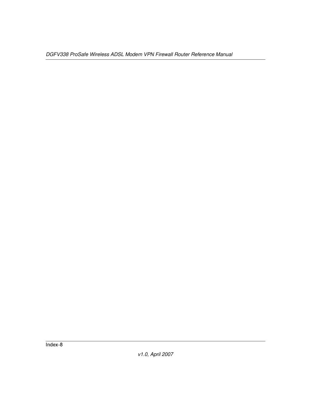 NETGEAR DGFV338 manual Index-8 