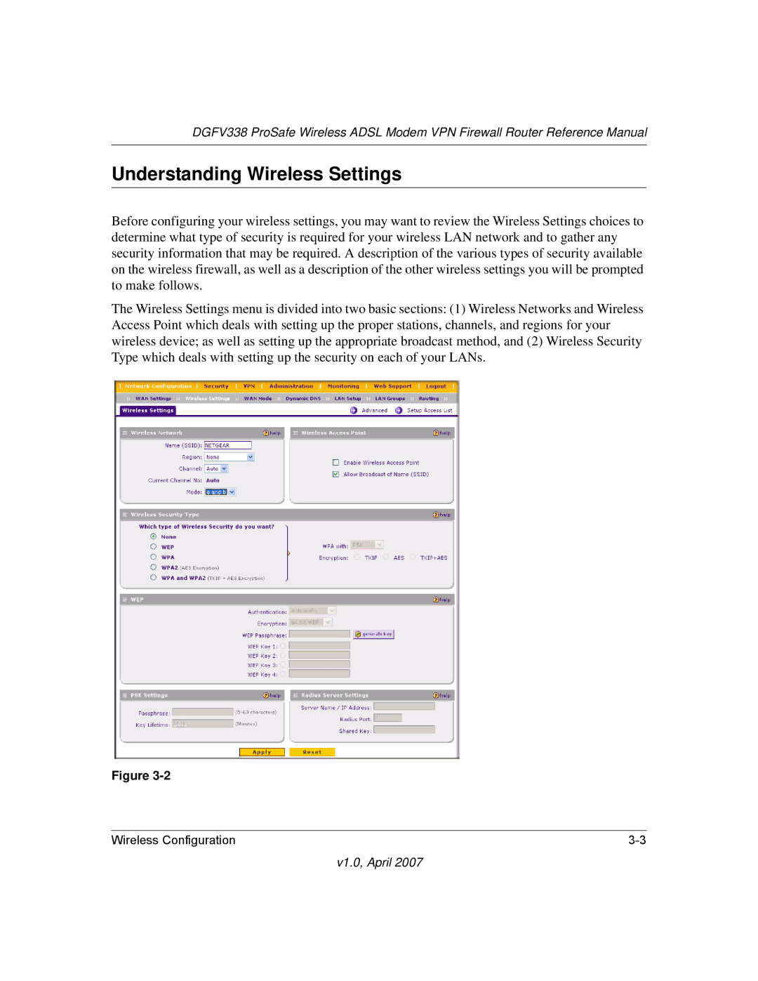 NETGEAR DGFV338 manual Understanding Wireless Settings 