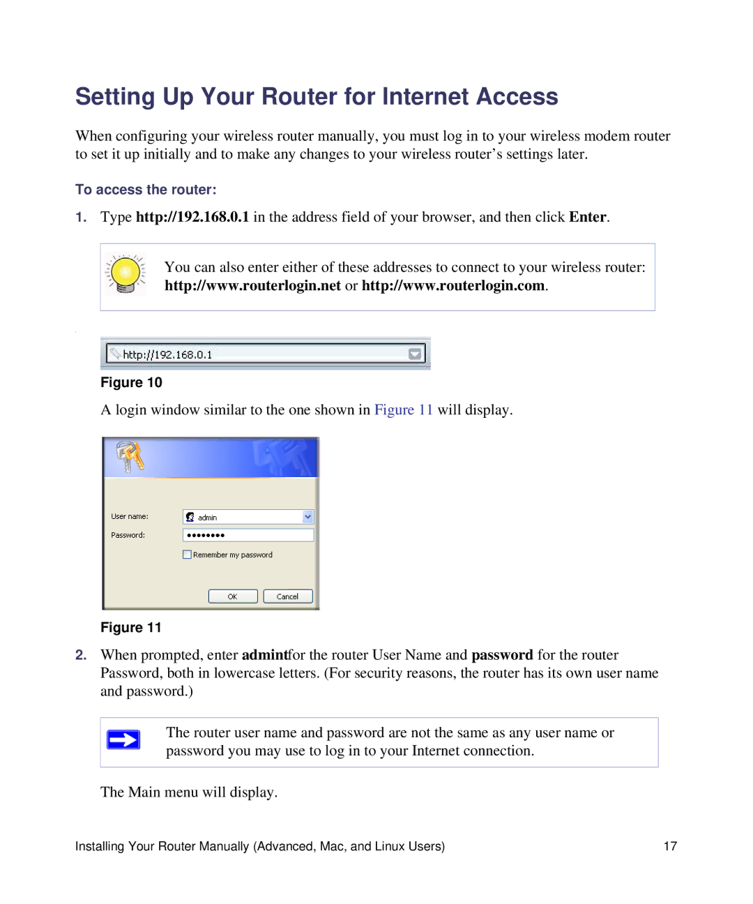 NETGEAR DGN1000-100NAS manual Setting Up Your Router for Internet Access 