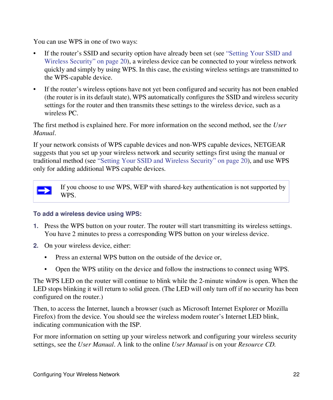 NETGEAR DGN1000-100NAS manual To add a wireless device using WPS 