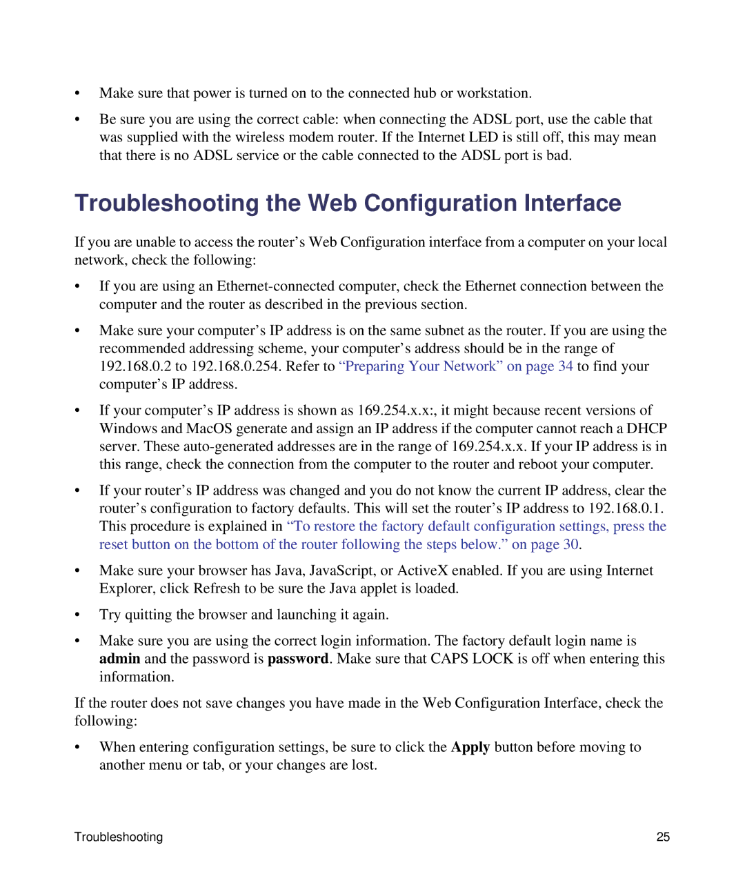 NETGEAR DGN1000-100NAS manual Troubleshooting the Web Configuration Interface 