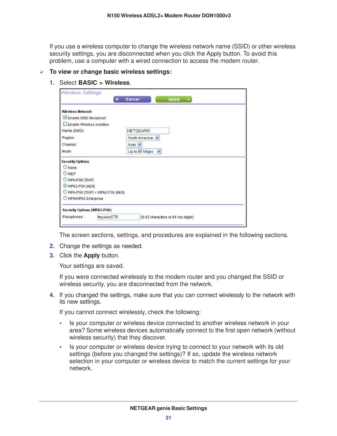 NETGEAR user manual N150 Wireless ADSL2+ Modem Router DGN1000v3 