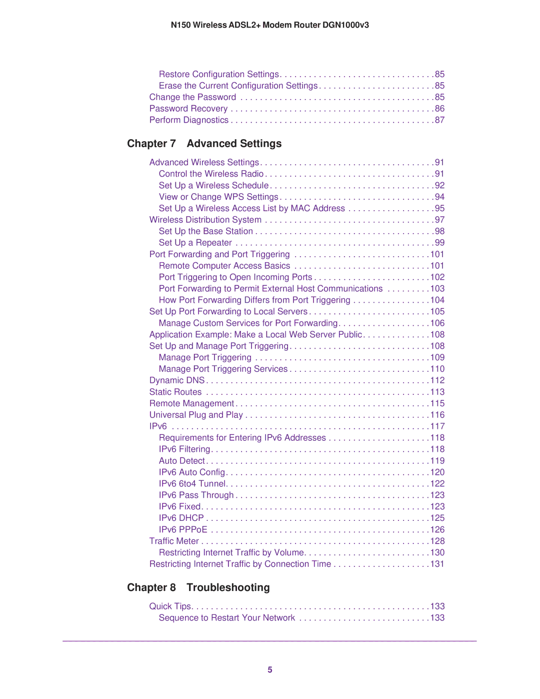 NETGEAR DGN1000v3 user manual Advanced Settings 