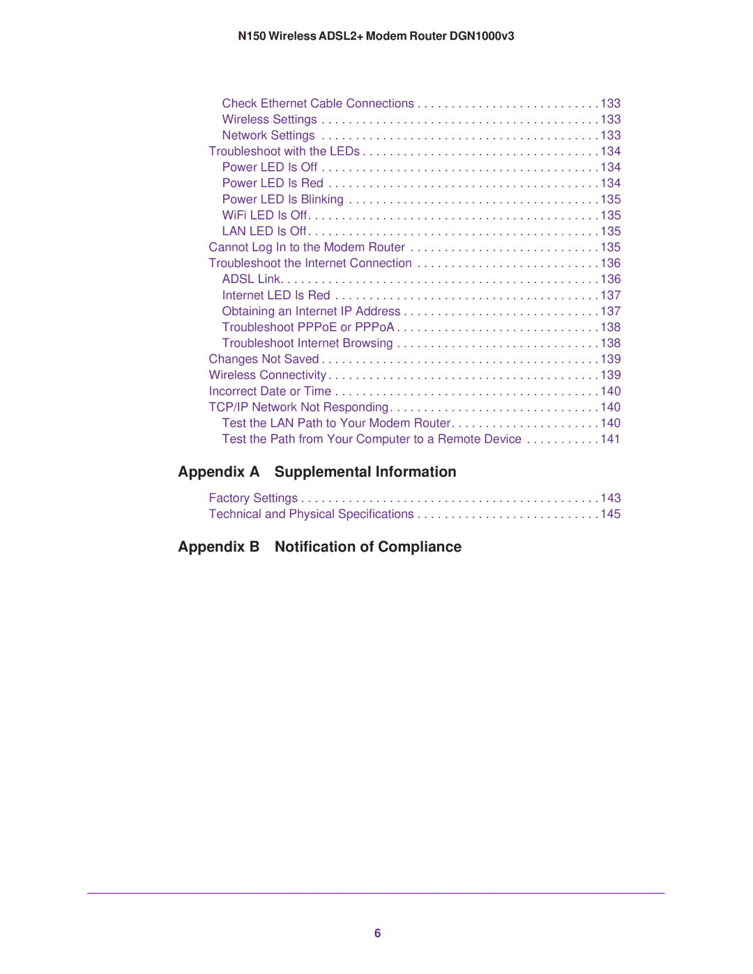 NETGEAR DGN1000v3 user manual Appendix a Supplemental Information 