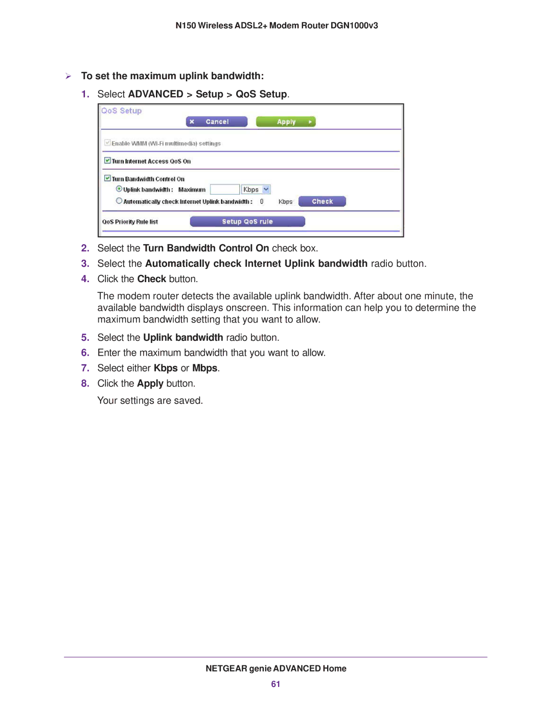 NETGEAR user manual N150 Wireless ADSL2+ Modem Router DGN1000v3 